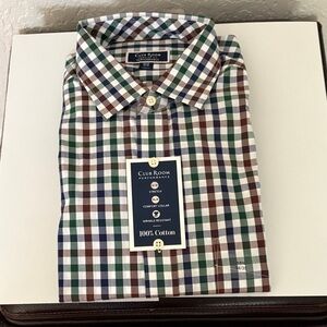 Club Room Men's Checkered Cotton Shirt - Blue, Green, Brown